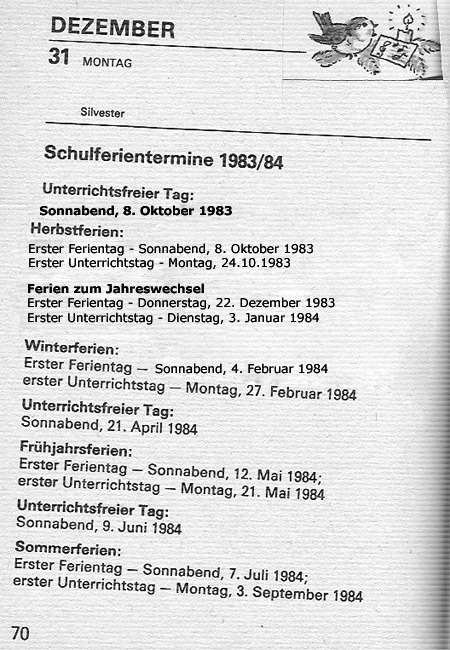 Ferien DDR 1983/1984