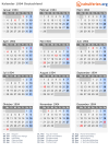 Kalender 1904 mit Ferien und Feiertagen Deutschland