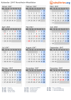 Kalender 1947 mit Ferien und Feiertagen Nordrhein-Westfalen