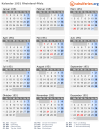 Kalender 1951 mit Ferien und Feiertagen Rheinland-Pfalz