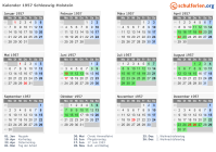 Kalender 1957 mit Ferien und Feiertagen Schleswig-Holstein