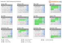 Kalender 1963 mit Ferien und Feiertagen Schleswig-Holstein