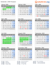 Kalender 1964 mit Ferien und Feiertagen Hessen