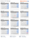 Kalender 1971 mit Ferien und Feiertagen Thüringen