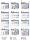 Kalender 1990 mit Ferien und Feiertagen Deutschland