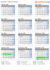 Kalender 1990 mit Ferien und Feiertagen Thüringen