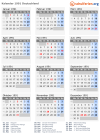 Kalender 1991 mit Ferien und Feiertagen Deutschland