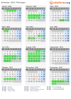 Kalender 1991 mit Ferien und Feiertagen Thüringen