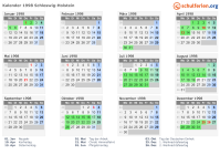 Kalender 1998 mit Ferien und Feiertagen Schleswig-Holstein