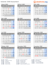 Kalender 2000 mit Ferien und Feiertagen Deutschland