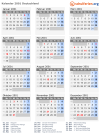 Kalender 2001 mit Ferien und Feiertagen Deutschland