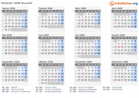 Kalender 2006 mit Ferien und Feiertagen Burundi