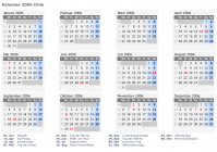 Kalender 2006 mit Ferien und Feiertagen Chile