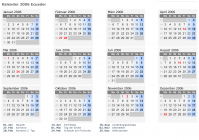 Kalender 2006 mit Ferien und Feiertagen Ecuador