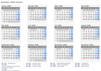 Kalender 2006 mit Ferien und Feiertagen Litauen