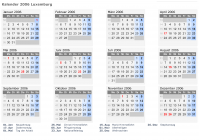Kalender 2006 mit Ferien und Feiertagen Luxemburg
