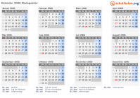 Kalender 2006 mit Ferien und Feiertagen Madagaskar