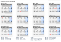 Kalender 2006 mit Ferien und Feiertagen Paraguay