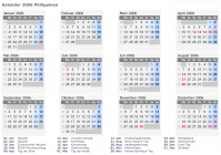 Kalender 2006 mit Ferien und Feiertagen Philippinen