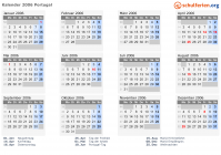 Kalender 2006 mit Ferien und Feiertagen Portugal