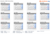 Kalender 2006 mit Ferien und Feiertagen Puerto Rico