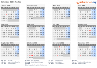 Kalender 2006 mit Ferien und Feiertagen Tschad