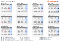 Kalender 2007 mit Ferien und Feiertagen Äthiopien