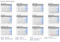 Kalender 2007 mit Ferien und Feiertagen Bulgarien