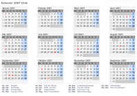 Kalender 2007 mit Ferien und Feiertagen Chile