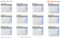 Kalender 2007 mit Ferien und Feiertagen Nepal