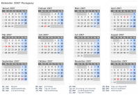 Kalender 2007 mit Ferien und Feiertagen Paraguay