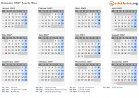 Kalender 2007 mit Ferien und Feiertagen Puerto Rico