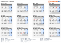 Kalender 2007 mit Ferien und Feiertagen Sambia