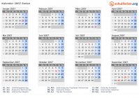 Kalender 2007 mit Ferien und Feiertagen Sudan