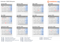 Kalender 2008 mit Ferien und Feiertagen Äthiopien