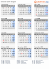 Kalender 2008 mit Ferien und Feiertagen Belgien