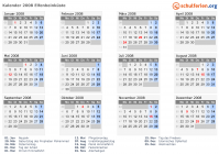 Kalender 2008 mit Ferien und Feiertagen Elfenbeinküste
