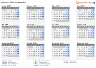 Kalender 2008 mit Ferien und Feiertagen Madagaskar