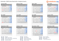Kalender 2009 mit Ferien und Feiertagen Amerikanische Jungferninseln