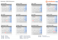 Kalender 2009 mit Ferien und Feiertagen Botsuana