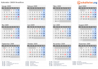 Kalender 2009 mit Ferien und Feiertagen Brasilien