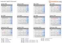 Kalender 2009 mit Ferien und Feiertagen El Salvador