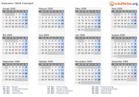 Kalender 2009 mit Ferien und Feiertagen Finnland