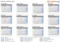 Kalender 2009 mit Ferien und Feiertagen Georgien