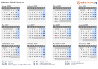 Kalender 2009 mit Ferien und Feiertagen Komoren