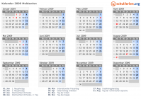 Kalender 2009 mit Ferien und Feiertagen Moldawien