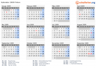 Kalender 2009 mit Ferien und Feiertagen Polen