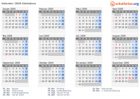 Kalender 2009 mit Ferien und Feiertagen Simbabwe