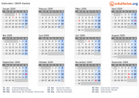 Kalender 2009 mit Ferien und Feiertagen Sudan