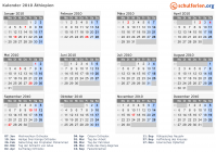 Kalender 2010 mit Ferien und Feiertagen Äthiopien